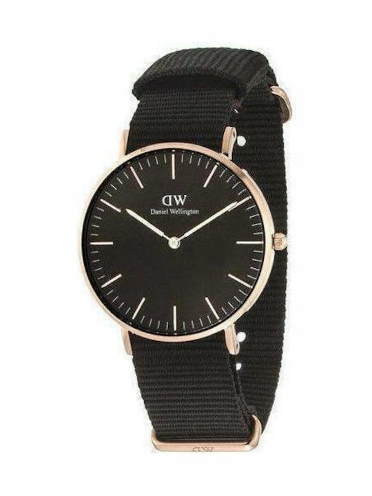 Daniel Wellington Classic Cornwall Damen Uhr mit Schwarz Stoffarmband