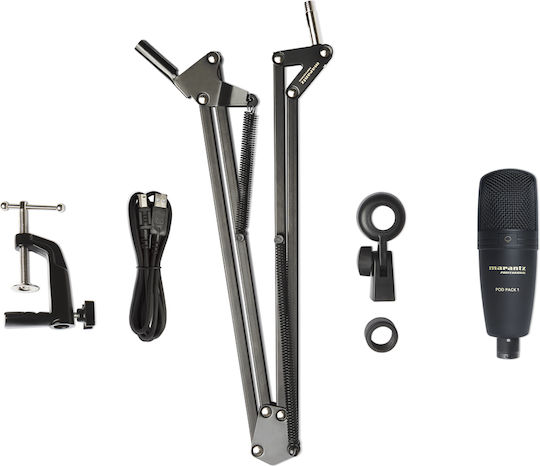 Marantz Pod Pack 1 Σετ Πυκνωτικό Μικρόφωνο USB Επιτραπέζιο, Shock Mounted για Studio