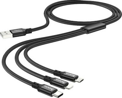 Hoco X14 3-in-1 Times Speed Geflochten USB zu Typ-C Kabel 2A Schwarz 1m