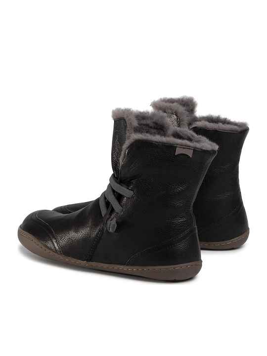 Peu Cami Leather Women's Ankle Boots with Fur Black