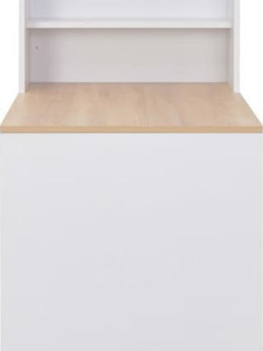 Table Bar Collapsible Wooden White 115x59x200cm