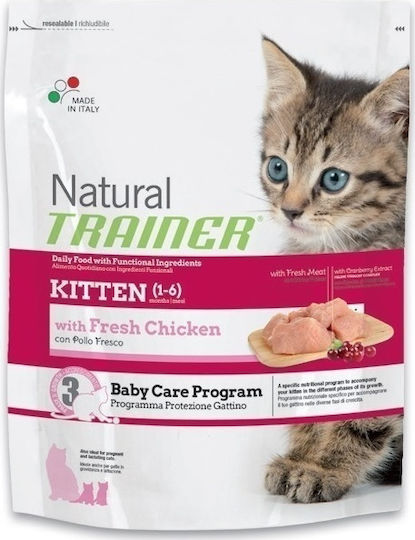 Natural Trainer Kitten (1-6) Ξηρά Τροφή χωρίς Γλουτένη για Ανήλικες Γάτες με Ευαίσθητο Ουροποιητικό με Κοτόπουλο 0.3kg