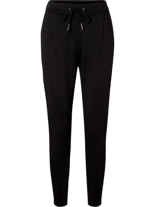 Damen Hoch tailliert Stoff Hose mit Gummizug in Lockere Passform Schwarz