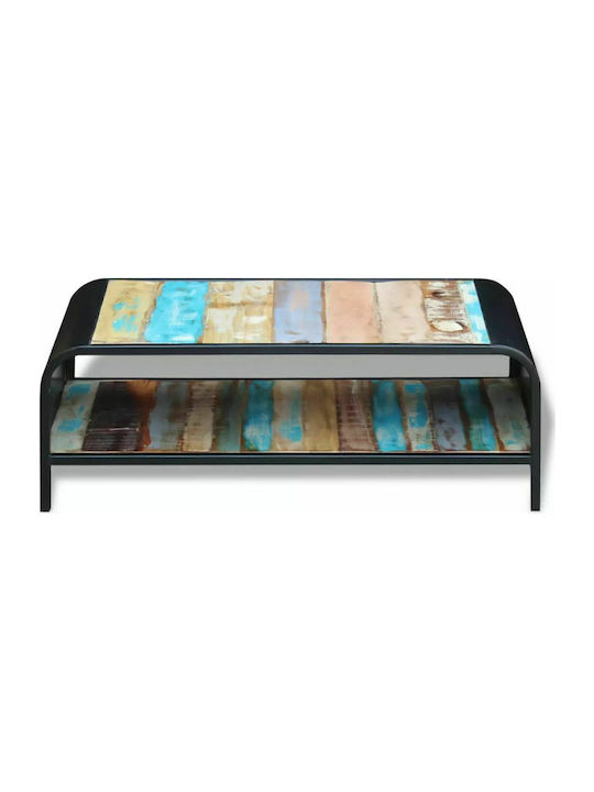 Central Rectangular Coffee Table from Solid Wood Multicolour M100xW50xH35cm