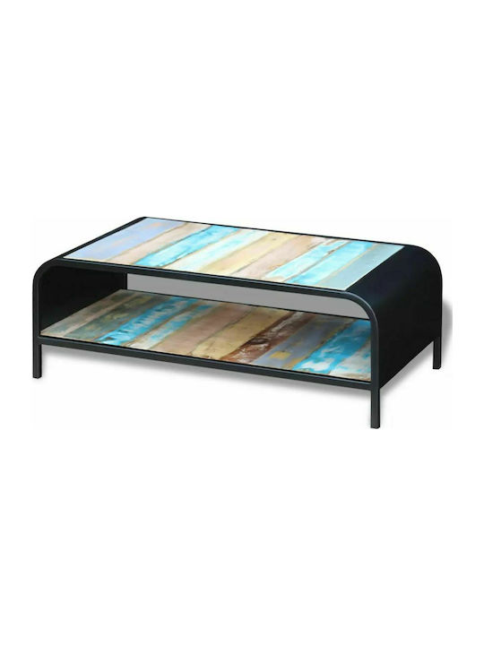 Central Rectangular Coffee Table from Solid Wood Multicolour M100xW50xH35cm