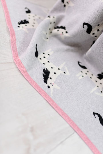 Bizzi Growin Blanket Nursery Swaddling Blankets Unicorn Rocks Knitted Gray 75x100cm