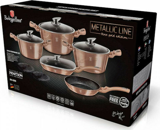 Berlinger Haus Metallic Line Kochgeschirr-Set aus Aluminium Rose Gold Collection mit Steinbeschichtung 5 Teile