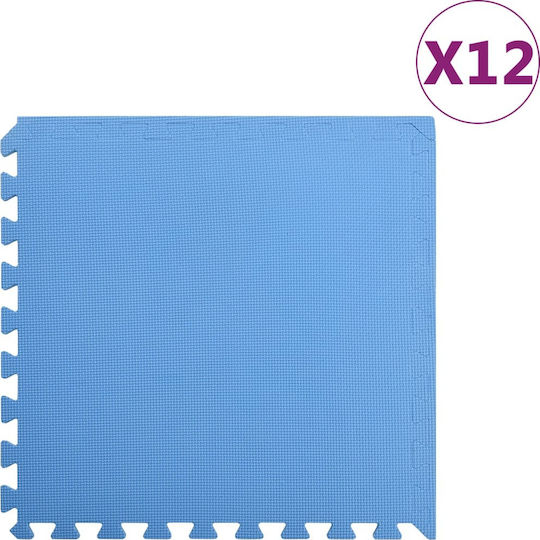 vidaXL EVA Gym Floor Puzzle Tatami Mat Blue 12pcs 60x60x1cm