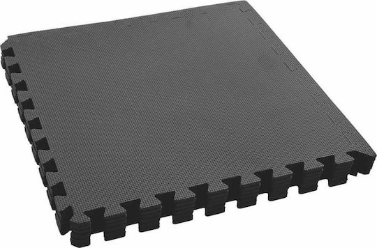 vidaXL EVA Gym Floor Puzzle Tatami Mat Black 6pcs 60x60x1cm