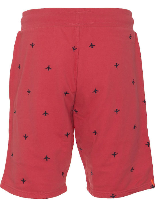 All Over Embroidered Men's Sports Print Shorts Red