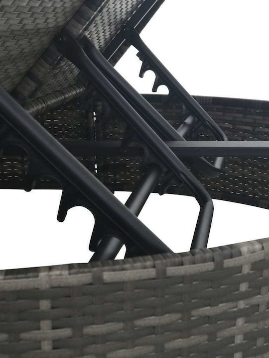 Liegestuhl-Bett Doppel Rattan mit Kissen & Rädern Gray 198x138x84cm.