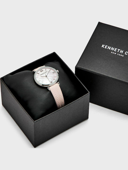 Kenneth Cole Γυναικείο Ρολόι 34mm Μπαταρίας με Ροζ Δερμάτινο Λουράκι