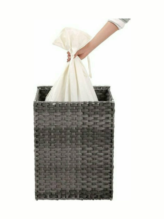 Songmics Wicker Collapsible Laundry Basket 90l with Lid 46x33x60cm Gray