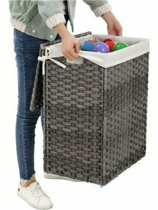 Songmics Laundry Basket Wicker Folding with Cap 46x33x60cm Gray