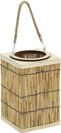 Inart Tabletop Wooden Lantern Beige 17x17x25cm