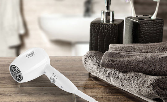 Adler AD-2252 White Hotel Hair Dryer 1.6kW with Spiral Cable up to 160cm