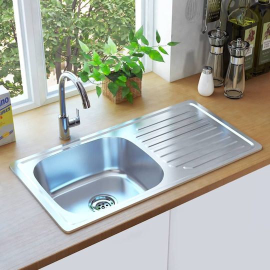 vidaXL Drop-In Sink Inox Brushed W75xD40cm Silver