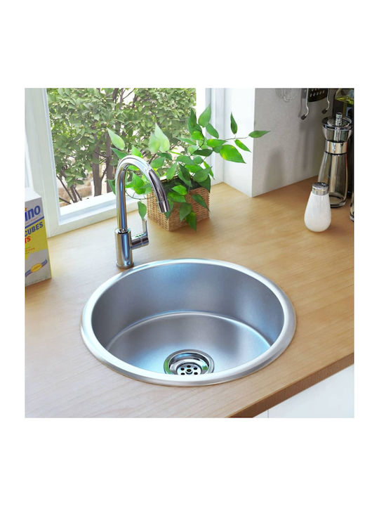 vidaXL Drop-In Sink Inox Brushed W42xD42cm Silver