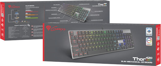 Genesis Thor 420 RGB Gaming Mechanical Keyboard with Custom Blue switches and RGB lighting (English US) Gray