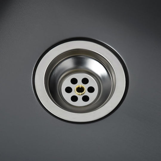 vidaXL Ένθετος Νεροχύτης Inox Brushed Μ59xΠ44cm Μαύρος