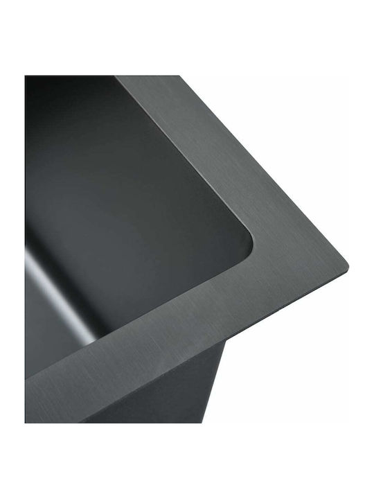 vidaXL Drop-In Sink Inox Brushed W59xD44cm Black