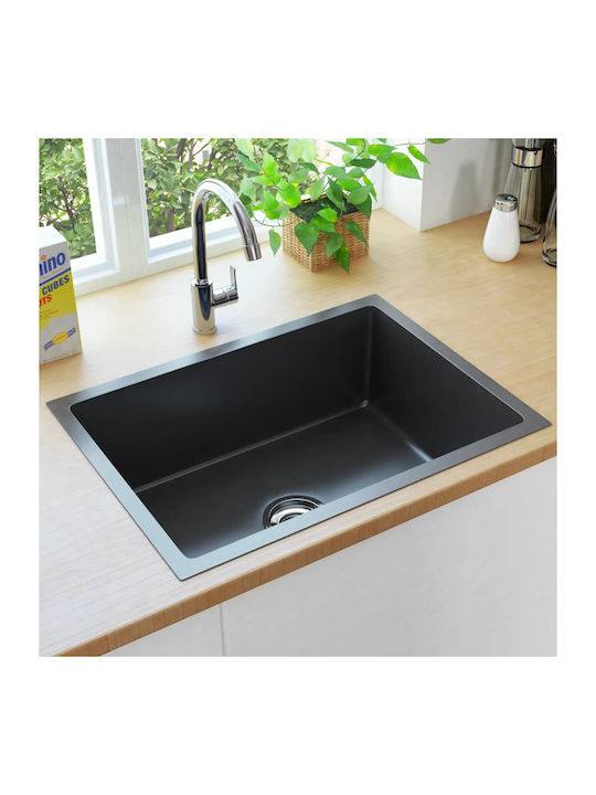 vidaXL Drop-In Sink Inox Brushed W59xD44cm Black
