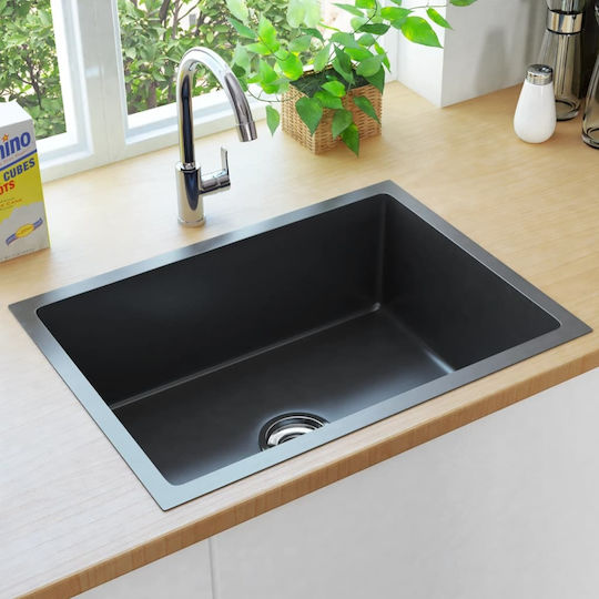 vidaXL Ένθετος Νεροχύτης Inox Brushed Μ59xΠ44cm Μαύρος