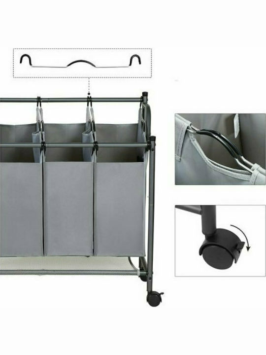 Songmics Металик Кош за Пране 35л 87.5x38.5x81см Сив