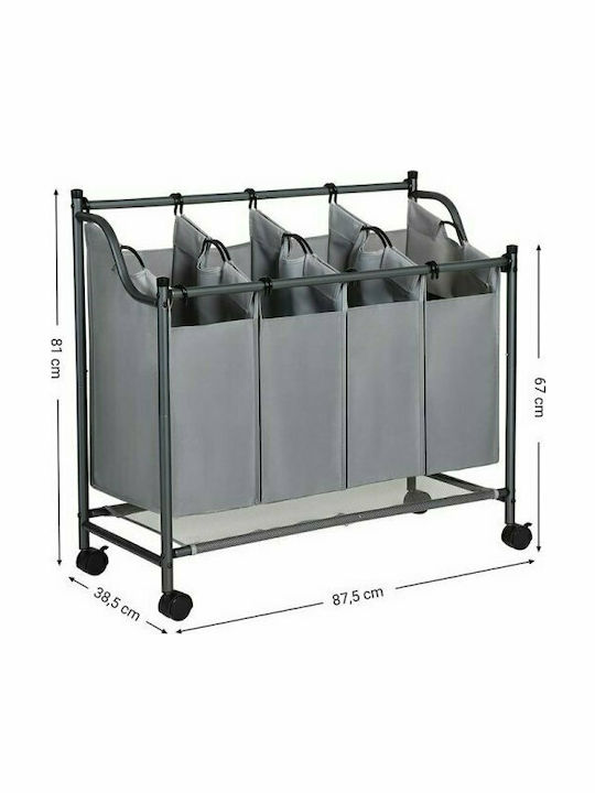 Songmics Металик Кош за Пране 35л 87.5x38.5x81см Сив