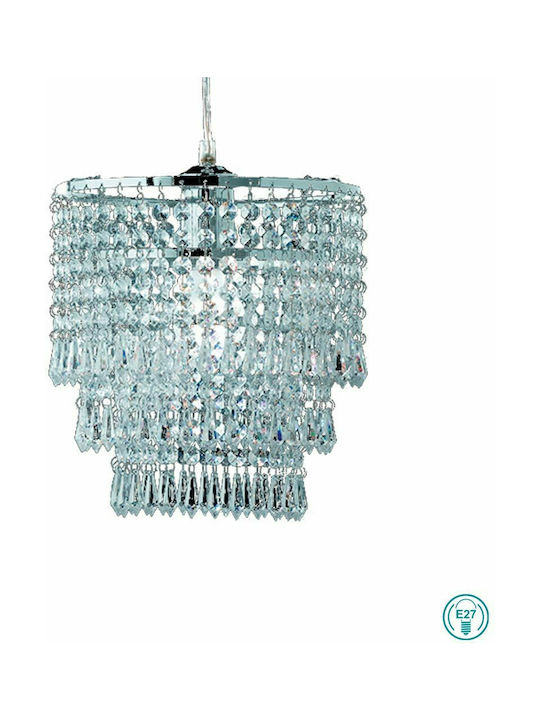 Trio Lighting Orient Hängende Deckenleuchte Einfaches Licht mit Kristallen für Fassung E27 Silber