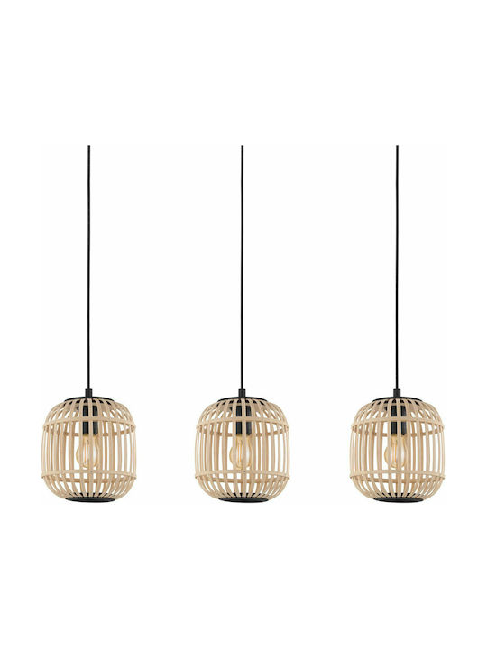 Eglo Bordesley Pendant Light Black Rail with Socket E27 91x110x110cm