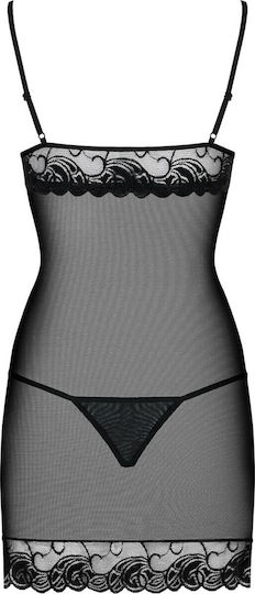 Obsessive Wonderia Chemise Sexy Σετ με Νυχτικό & Ρόμπα με Δαντέλα & Διαφάνεια Black