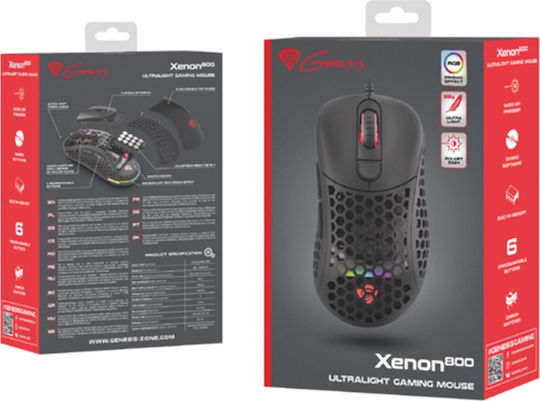 Genesis XENON 800 RGB Gaming Ποντίκι 16000 DPI Μαύρο