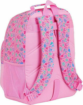 Benetton Σχολική Τσάντα Πλάτης Δημοτικού σε Ροζ χρώμα