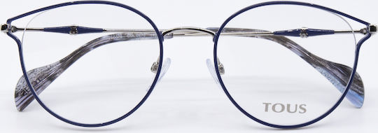 Tous Metal Eyeglass Frame Navy Blue VTO375 0E70