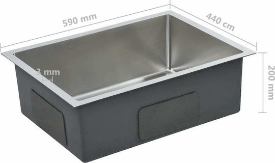 vidaXL Drop-In Sink Inox Brushed W59xD44cm Silver