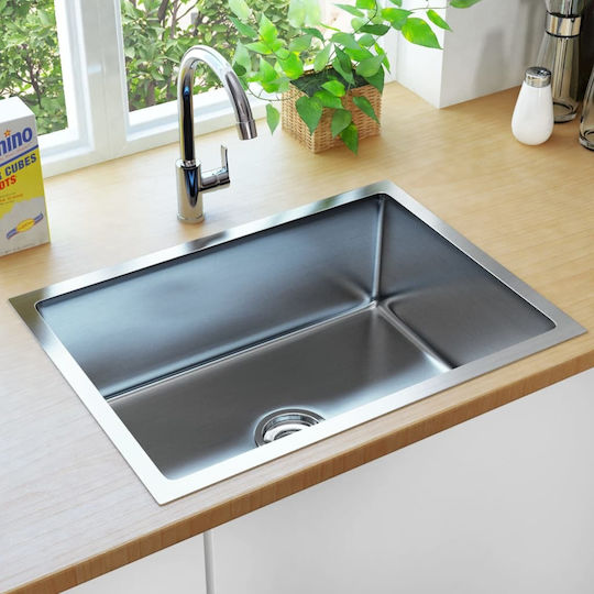 vidaXL Drop-In Sink Inox Brushed W59xD44cm Silver