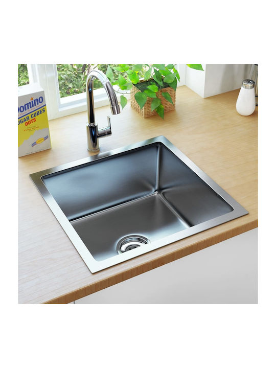 vidaXL Ένθετος Νεροχύτης Inox Brushed Μ44xΠ44cm Ασημί