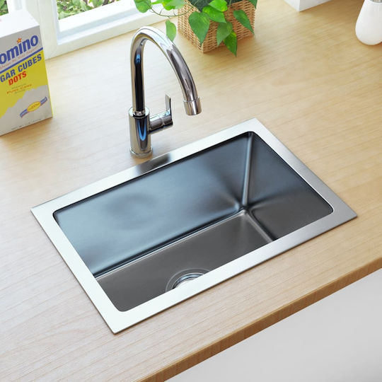 vidaXL Drop-In Sink Inox Brushed W44xD29cm Silver