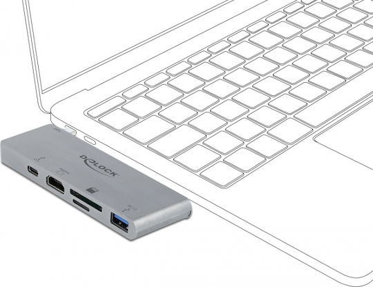 DeLock USB-C Docking Station με HDMI 4K PD Γκρι (87745)
