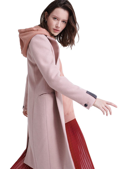 Ariana Women's Pink Coat with Buttons