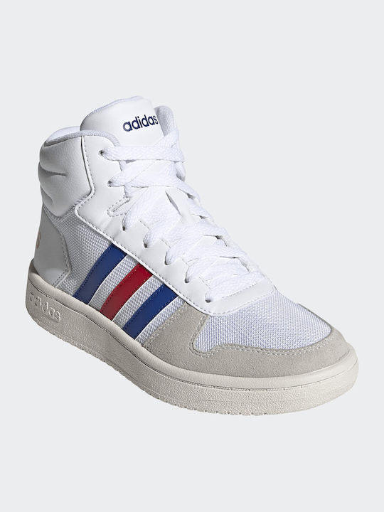 Adidas Sports Shoes Basketball Hoops 2.0 Mid K Cloud White / Collegiate Royal / Scarlet