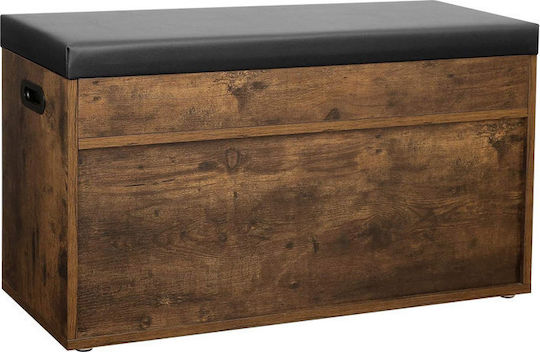 Ξύλινη Παπουτσοθήκη με Πάγκο Μαύρη Μ80xΠ30xΥ44cm