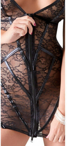 Cottelli Collection Lace Babydoll with Zip Black