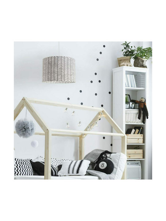 Veis Hesperis Scandinavian Single Bulb Kids Lighting Pendant of Fabric 60W with Drive Size E27 Black 35x24cm