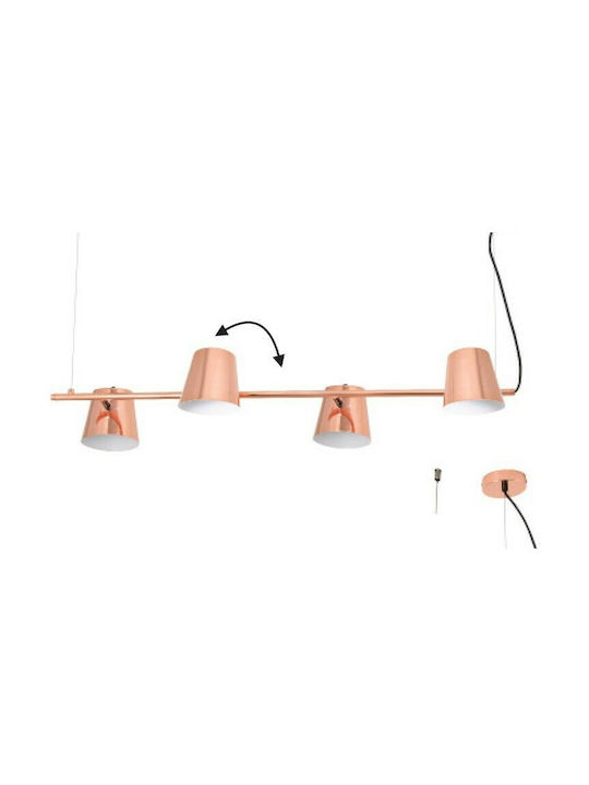 Aca Ayran Pendant Light Copper for 4 Bulbs E27 102x27cm