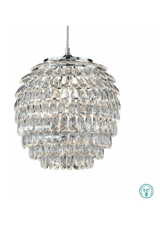 Trio Lighting Petty Pendant Light Single-Light with Crystals for Socket E27 Silver