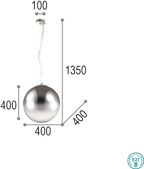 Ideal Lux Mapa Fade SP1 Lustră Argintiu cu Dulie E27 40x40x135cm.
