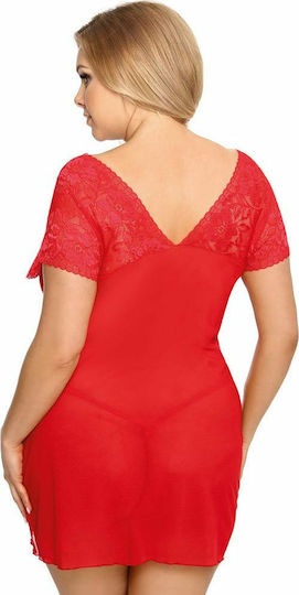 Anais Apparel Sydney Plus Size Chemise & Thong Sexy Set mit Robe Red