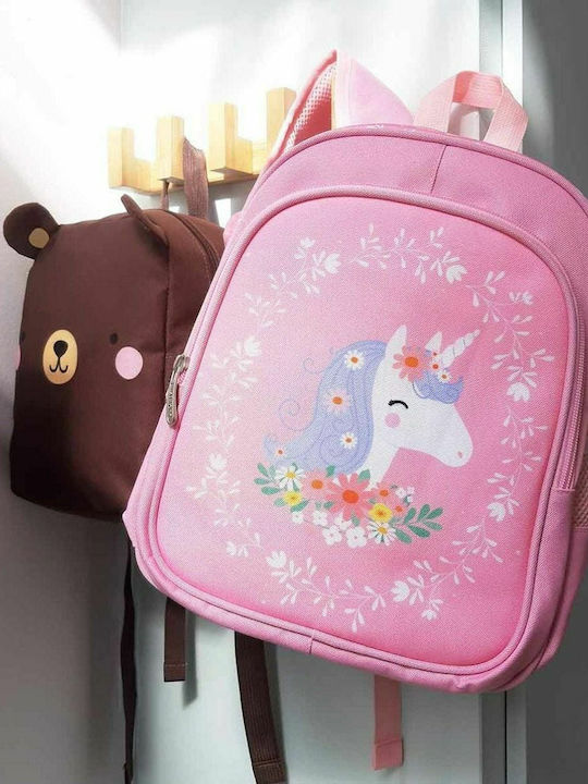 A Little Lovely Company Unicorn Pink Insulated Σχολική Τσάντα Πλάτης Νηπιαγωγείου Ροζ με Θήκη για Παγούρι 13lt